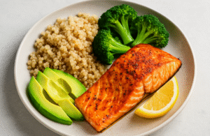 Grilled Salmon with Quinoa & Avocado (High Protein Dinner for Fat Loss)
