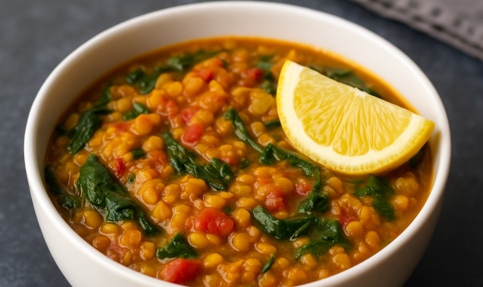 High Protein Lentil & Spinach Curry (Fat Burning Dinner Recipe)
