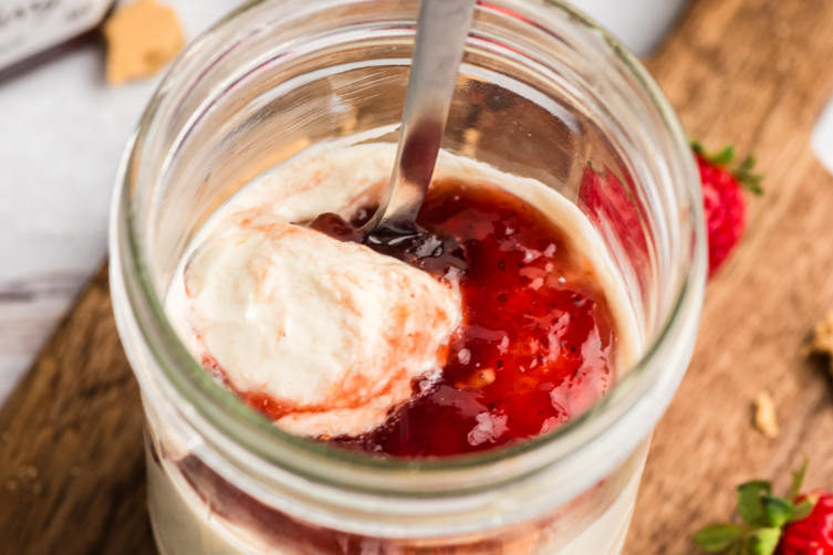 High Protein Strawberry Cheesecake Jar (No Bake & Low Carb)