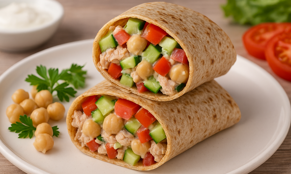 Tuna & Chickpea High Protein Wrap (Easy & Filling Lunch)